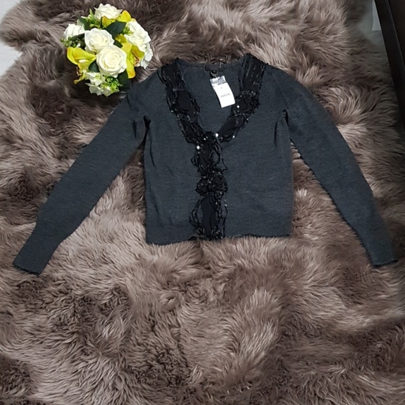 J.Crew Merino Wool Sequined Chiffon Cardigan NWT ♥ - Picture 2 of 7